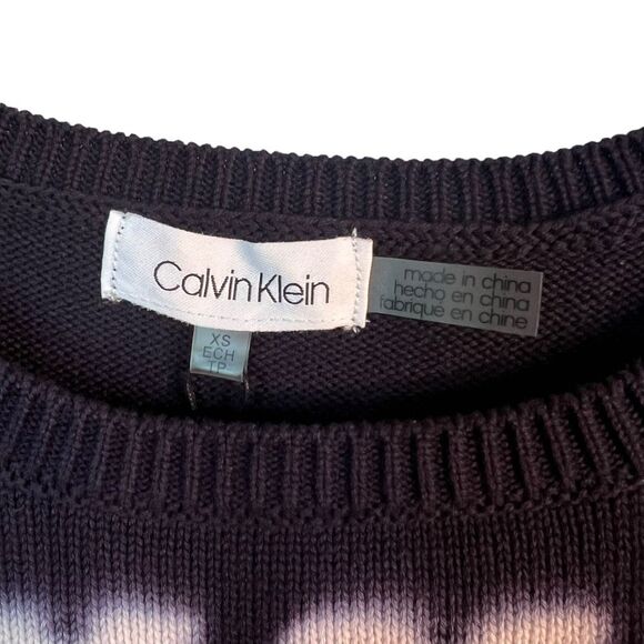 Calvin Klein Women's‎ Tie-Dye Cotton Sweater XS Blue White Long Sleeves X-Small - Picture 7 of 7